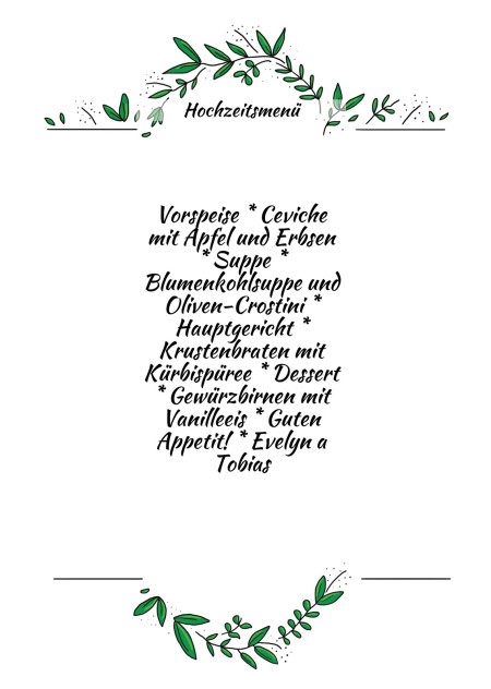 Hochzeitsmenü - Schablone ID 13123