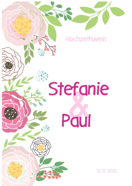 Flaschenetiketten zur Hochzeit - Schablone ID 13484