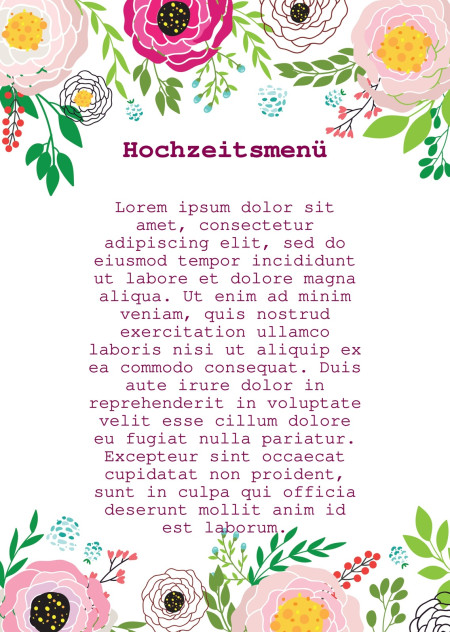 Hochzeitsmenü - Schablone ID 13490