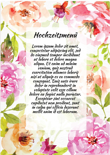 Hochzeitsmenü - Schablone ID 13505