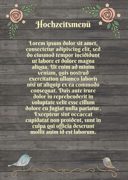 Hochzeitsmenü - Schablone ID 13642