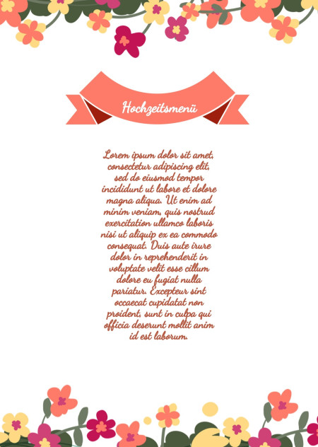 Hochzeitsmenü - Schablone ID 13857