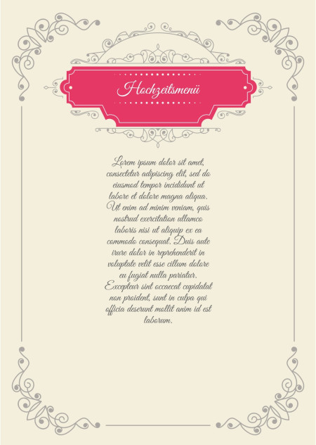 Hochzeitsmenü - Schablone ID 13887