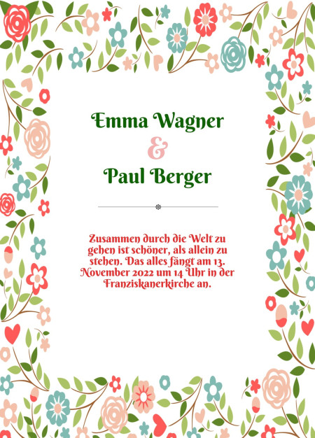 Hochzeitseinladungen - Schablone ID 13890