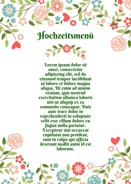 Hochzeitsmenü - Schablone ID 13902