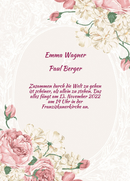 Hochzeitseinladungen - Schablone ID 13905