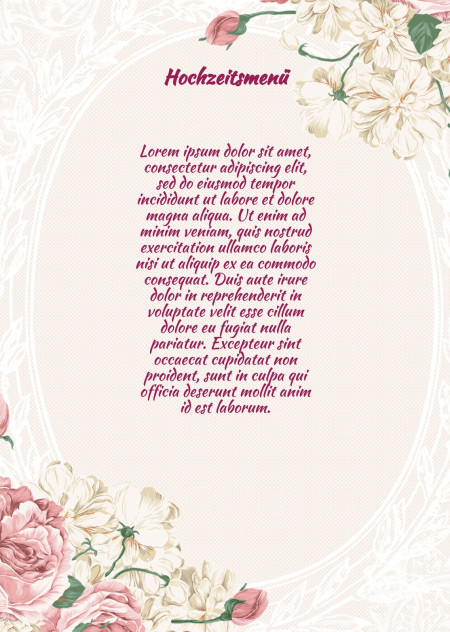 Hochzeitsmenü - Schablone ID 13917