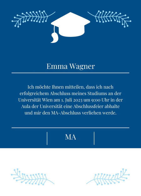 Abschluss Einladungskarten - Schablone ID 17565