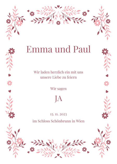 Hochzeitseinladungen - Schablone ID 17623