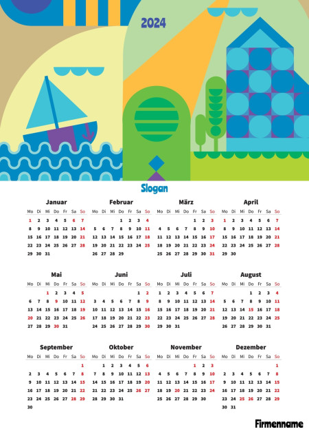 Jahreskalender - Schablone ID 18320