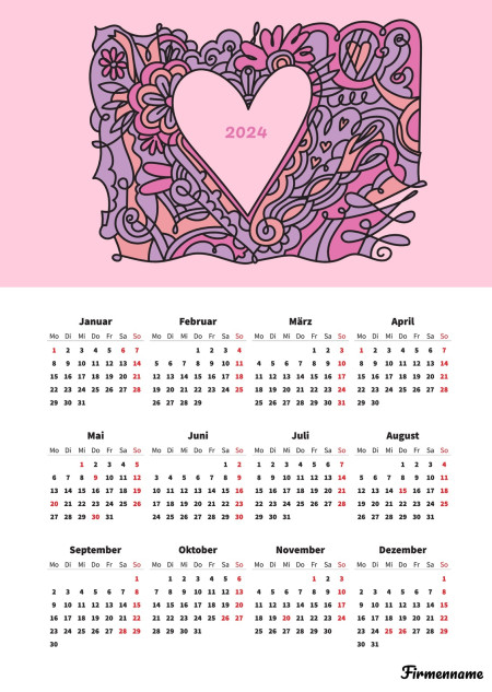 Jahreskalender - Schablone ID 18336