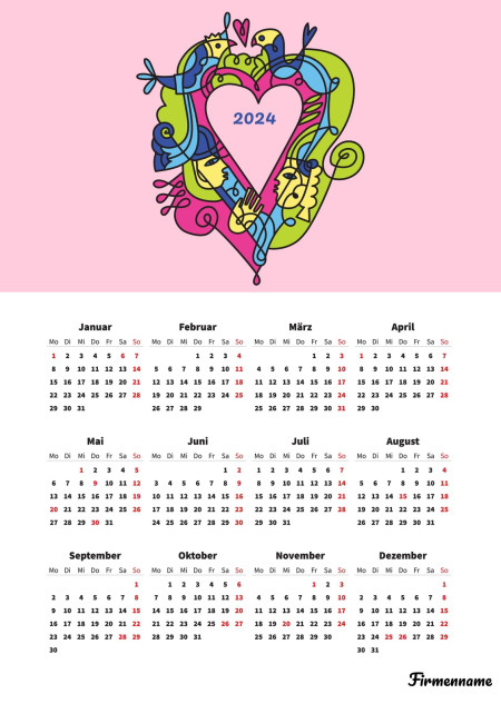 Jahreskalender - Schablone ID 18341