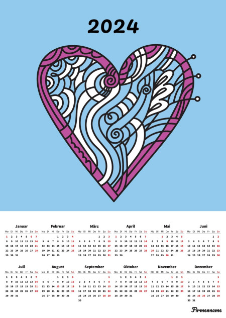 Jahreskalender - Schablone ID 18354