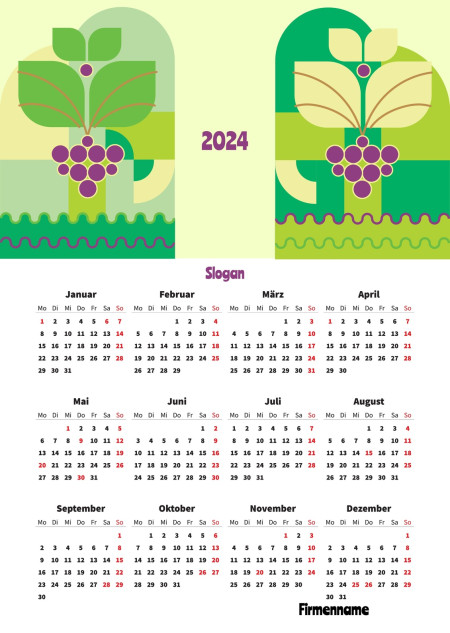 Jahreskalender - Schablone ID 18373